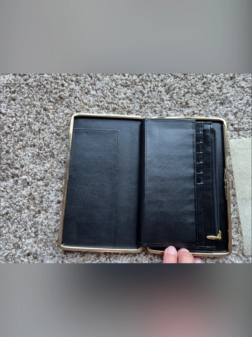 Lodis Black Leather snap wallet.